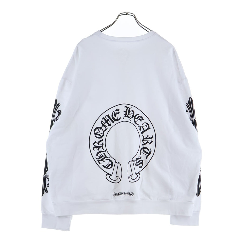 CHROME HEARTS(クロムハーツ) SWTSHRT PLVR 袖フローラルバックホースシュープリントスウェット ホワイト