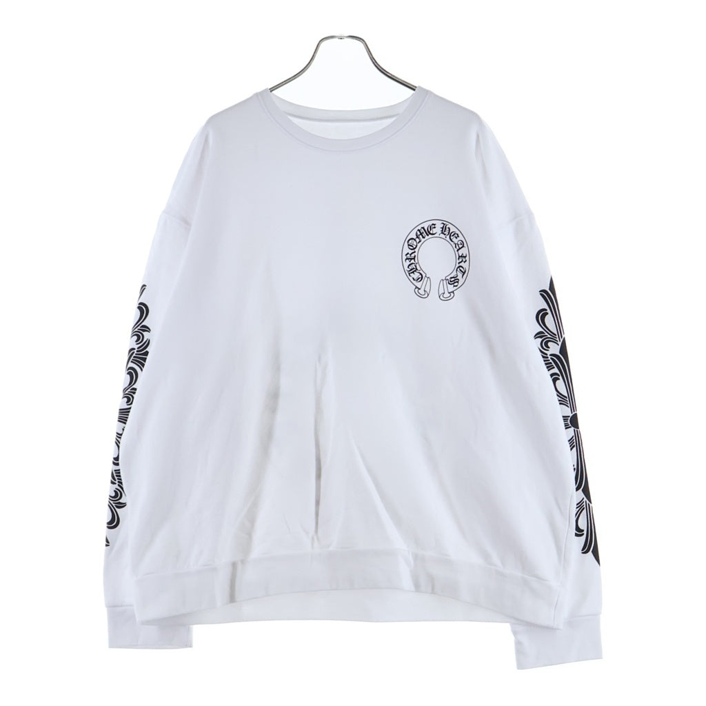 CHROME HEARTS(クロムハーツ) SWTSHRT PLVR 袖フローラルバックホースシュープリントスウェット ホワイト