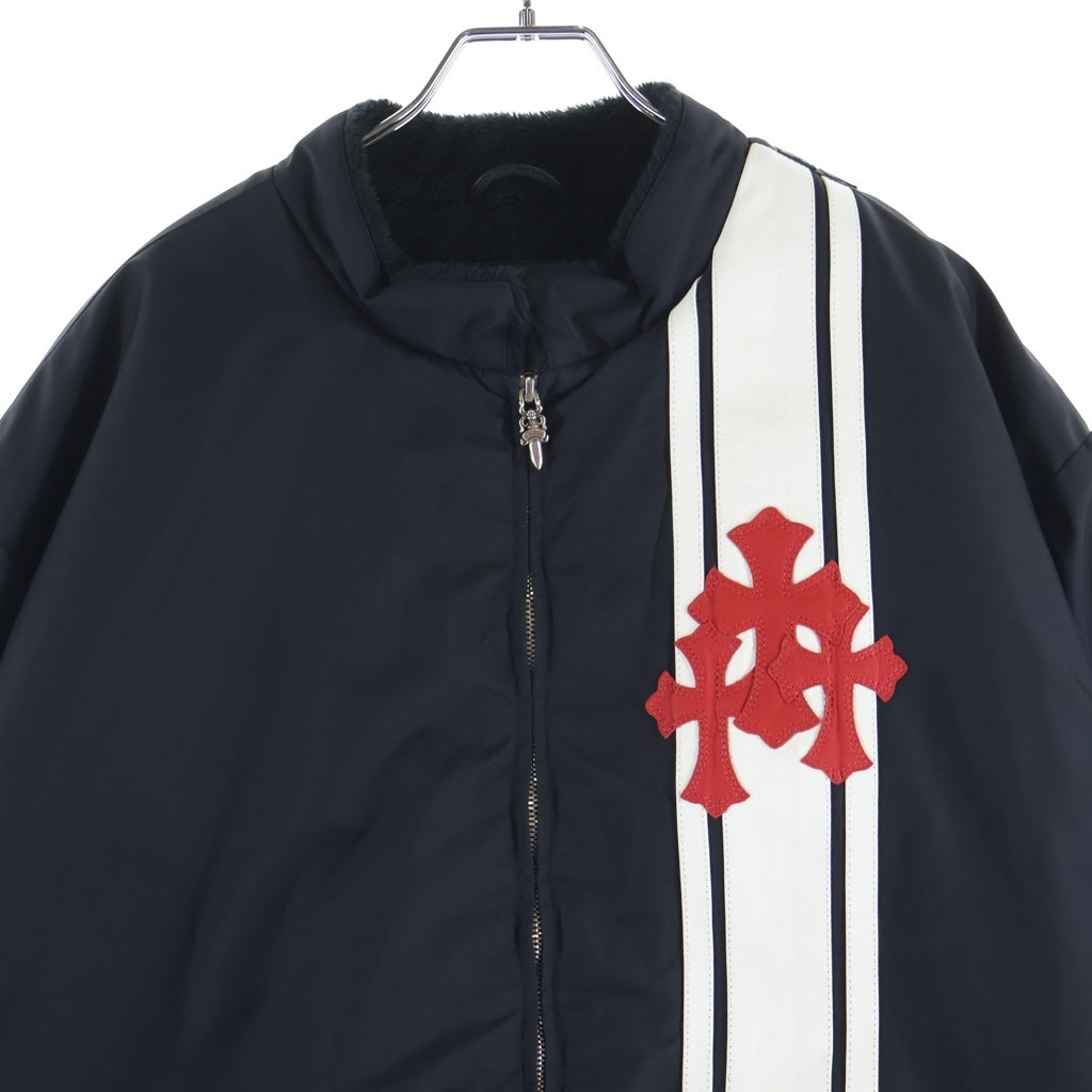 CHROME HEARTS(クロムハーツ) RACING セメタリーパッチ付き 裏地ボア レーシング ナイロンジャケットブルゾン ブラック/ホワイト/レッド