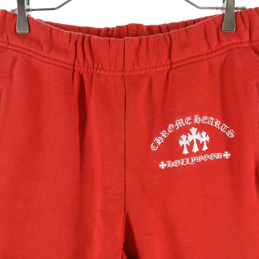 CHROME HEARTS(クロムハーツ) Y NOT CEMETERY CROSS KING TACO SWEAT PANTS セメタリークロス刺繍 スウェット パンツ レッド
