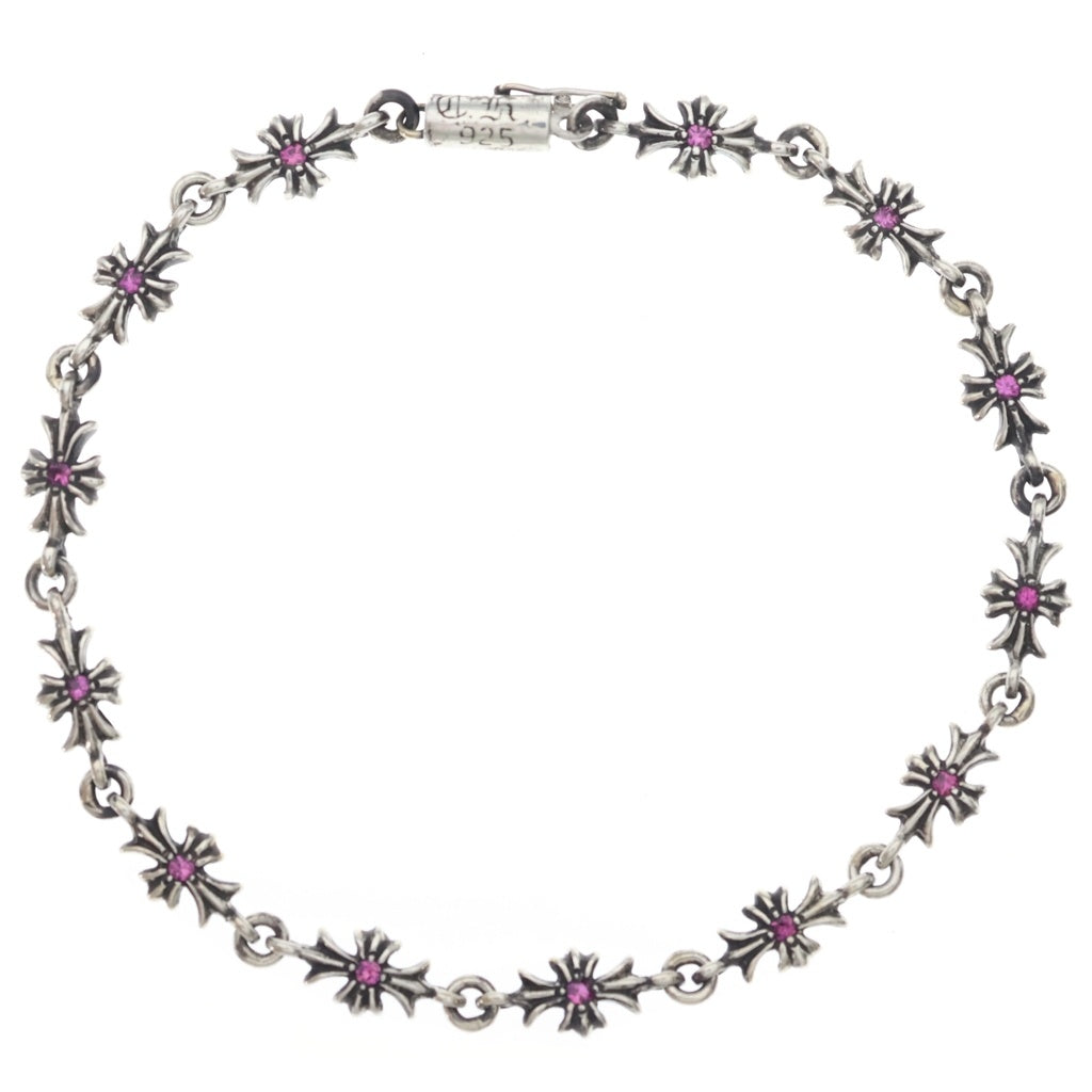 CHROME HEARTS(クロムハーツ) TNY E CH PLS PNK SAPH タイニーECHプラス PAVEピンクサファイア シルバーブレスレット 13LINK