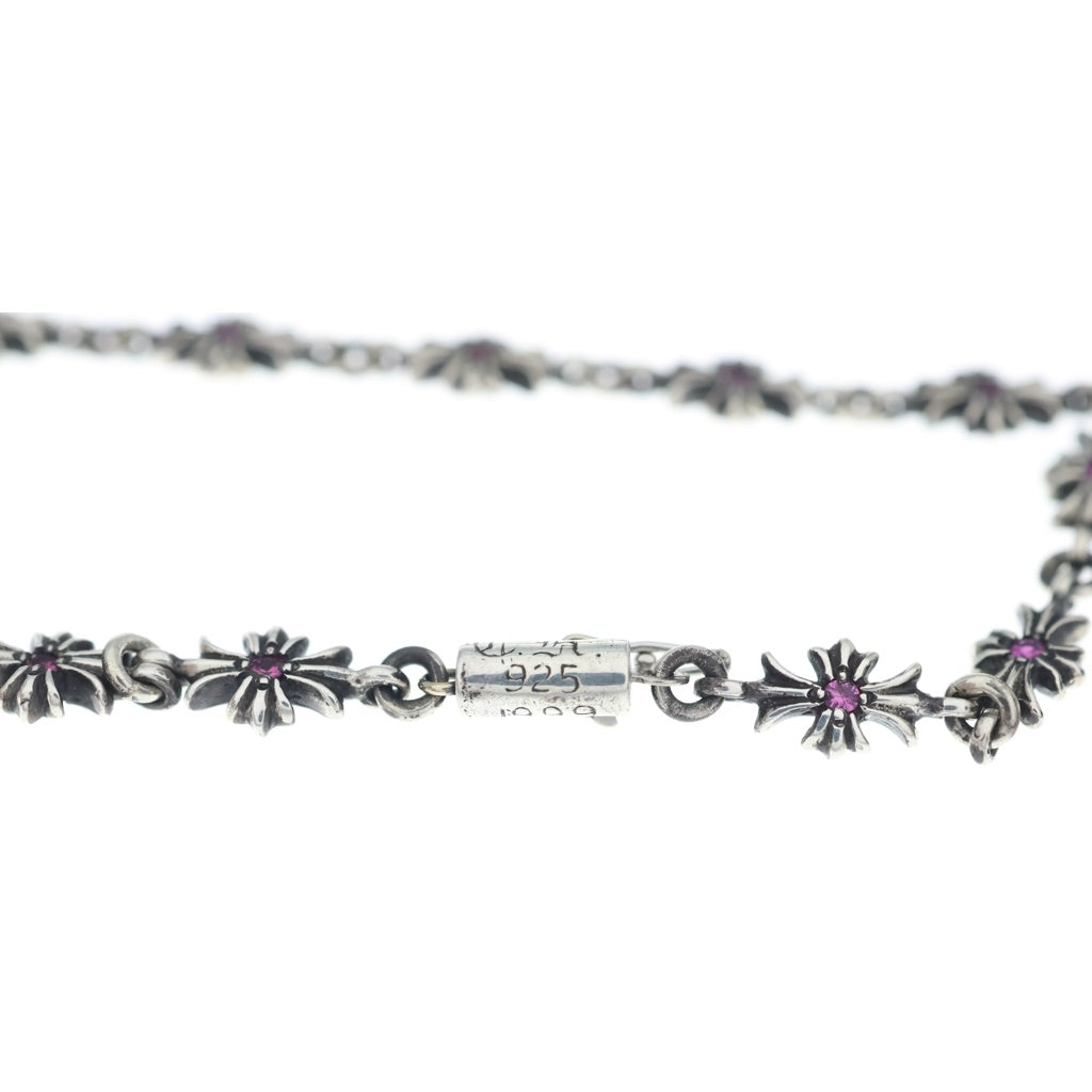 CHROME HEARTS(クロムハーツ) TNY E CH PLS PNK SAPH タイニーECHプラス PAVEピンクサファイア シルバーブレスレット 13LINK