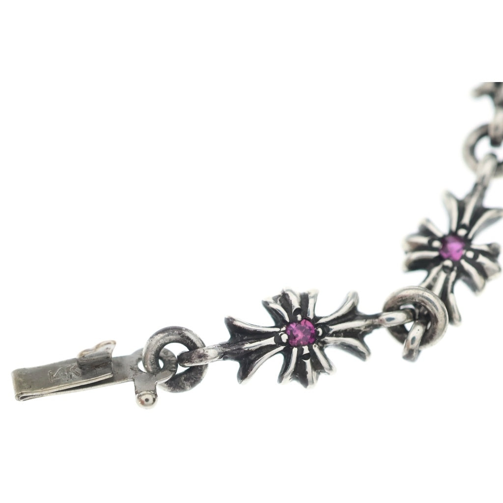 CHROME HEARTS(クロムハーツ) TNY E CH PLS PNK SAPH タイニーECHプラス PAVEピンクサファイア シルバーブレスレット 13LINK