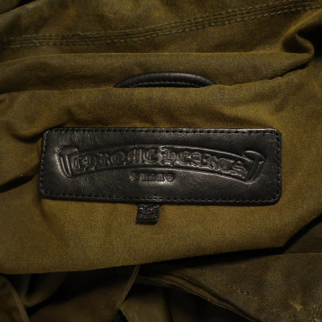 CHROME HEARTS(クロムハーツ) KOREA LTD OIL LEATHER JACKET クロスボールボタンオイルレザーコート 韓国限定 カーキ