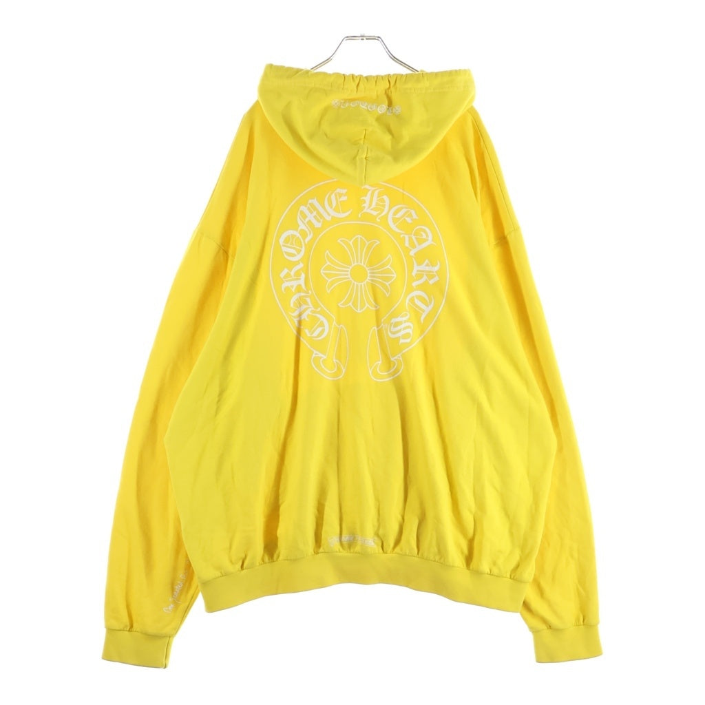 CHROME HEARTS(クロムハーツ) FRIENDS & FAMILY EXCLUSIVE SWTSHIRT HD PLVR フレンズ&ファミリー限定 アームロゴプリントコットンプルオーバーパーカー イエロー