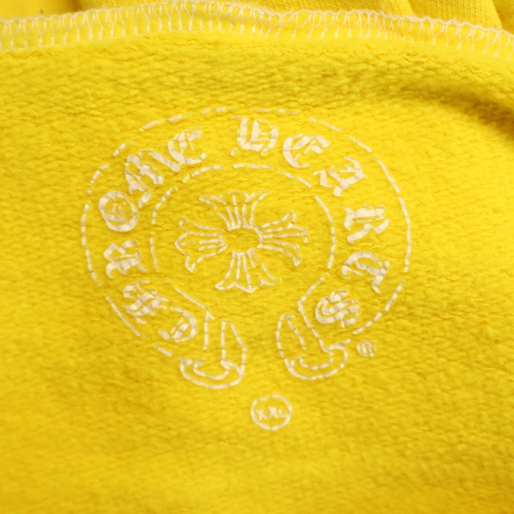 CHROME HEARTS(クロムハーツ) FRIENDS & FAMILY EXCLUSIVE SWTSHIRT HD PLVR フレンズ&ファミリー限定 アームロゴプリントコットンプルオーバーパーカー イエロー