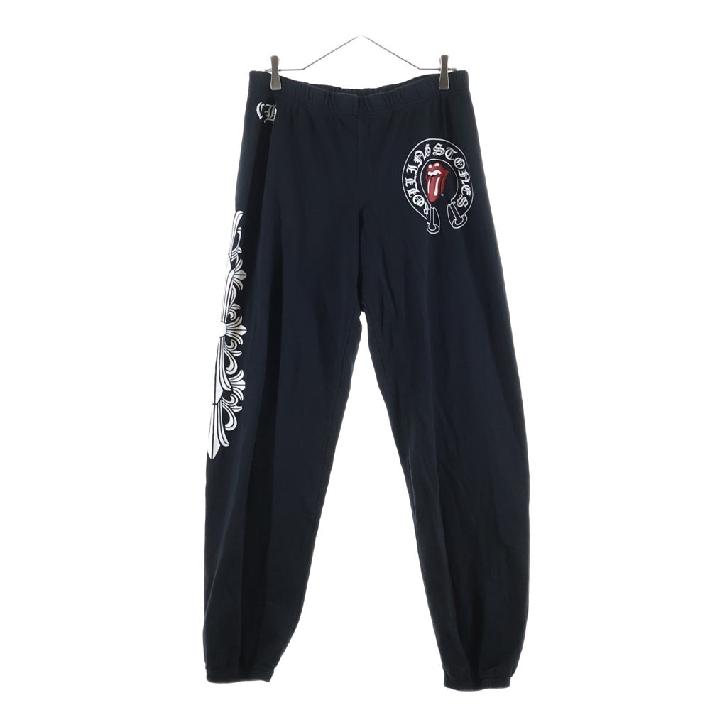 CHROME HEARTS(クロムハーツ) OLD ×The Rolling Stones Lip And Tongue オールド ザ ローリングストーンズ リップアンドタン フローラルプリントスウェットパンツ ブラック