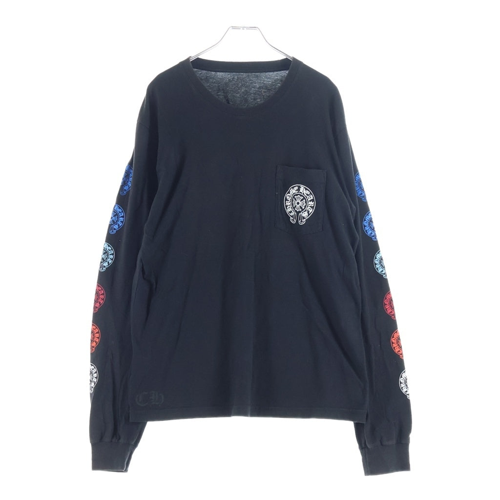 CHROME HEARTS(クロムハーツ) CH L/S 1 マルチホースシューバックプリント長袖Tシャツ ブラック/マルチ