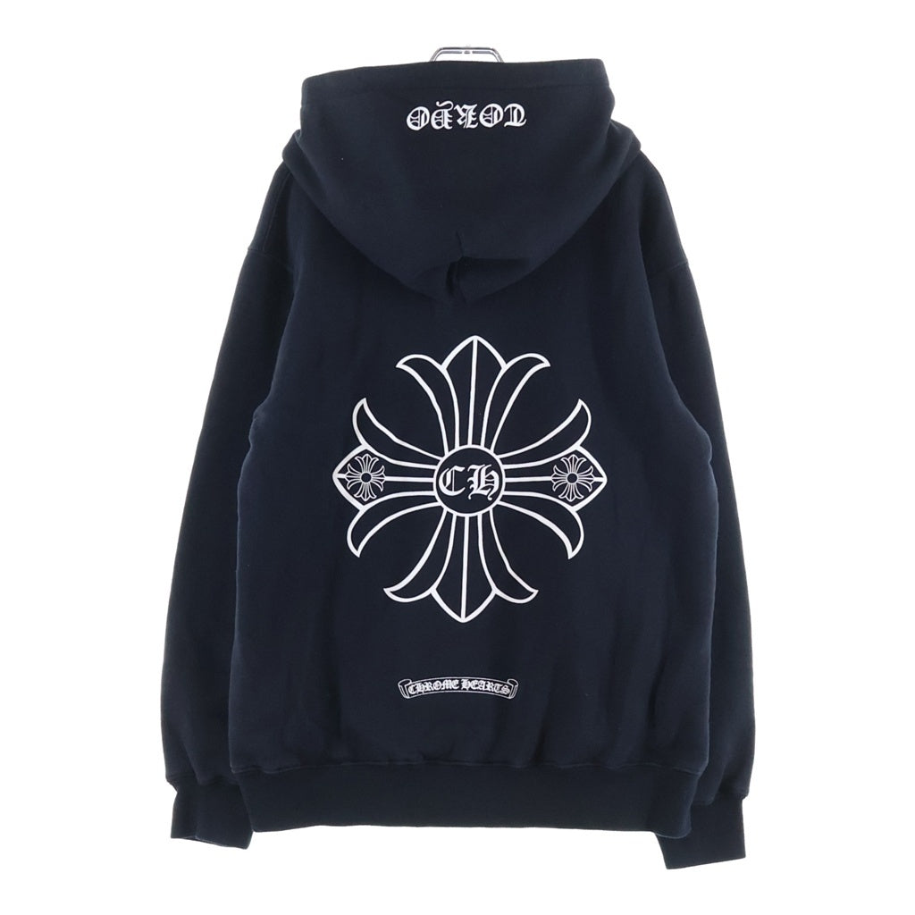 CHROME HEARTS(クロムハーツ) OLD SWTSHRT HD ZIP バックCHプラスプリント 裏地サーマル パーカー ブラック/ホワイト