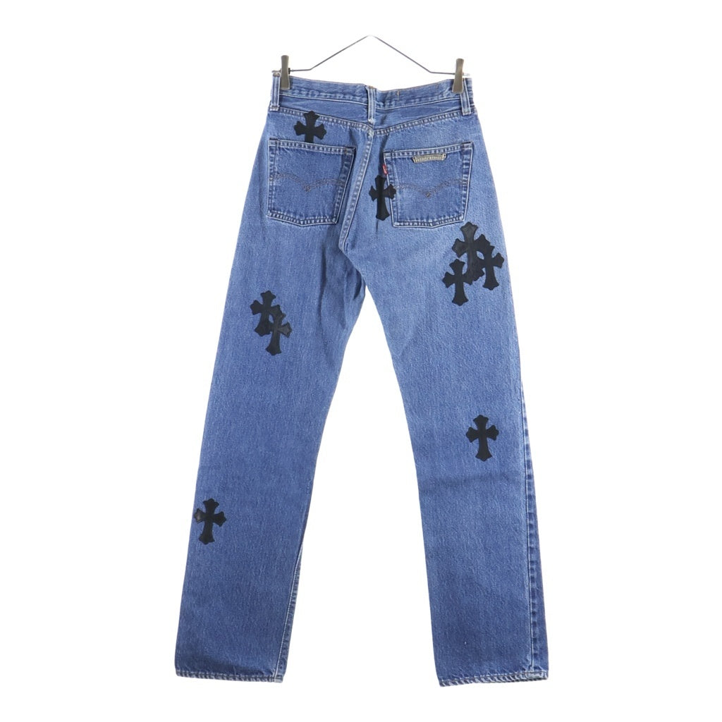 CHROME HEARTS(クロムハーツ) ×LEVI'S U VNTG JEAN BLU/RED TAB リーバイス 501 クロスパッチ付きボタンフライデニムパンツ インディゴ レディース