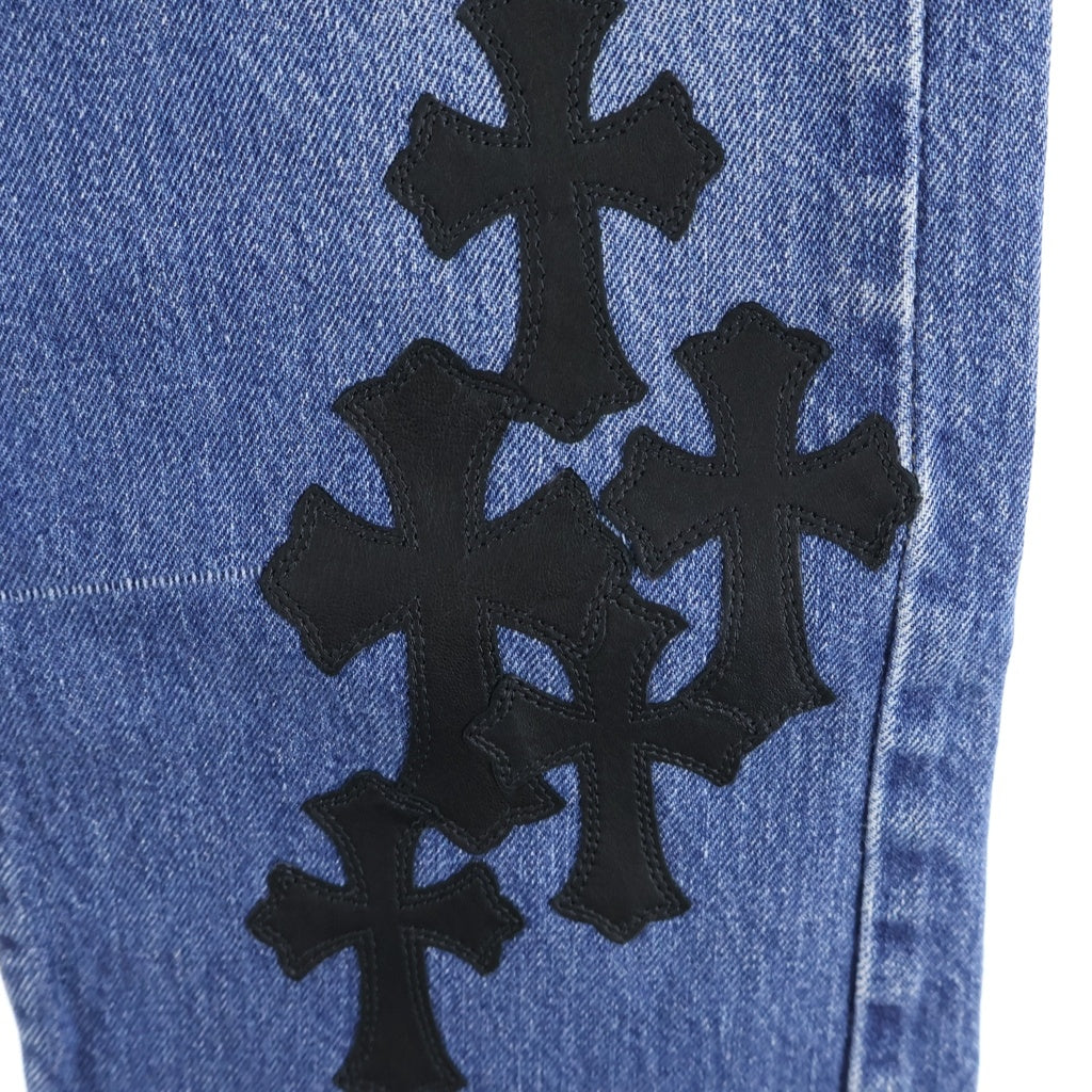 CHROME HEARTS(クロムハーツ) ×LEVI'S U VNTG JEAN BLU/RED TAB リーバイス 501 クロスパッチ付きボタンフライデニムパンツ インディゴ レディース