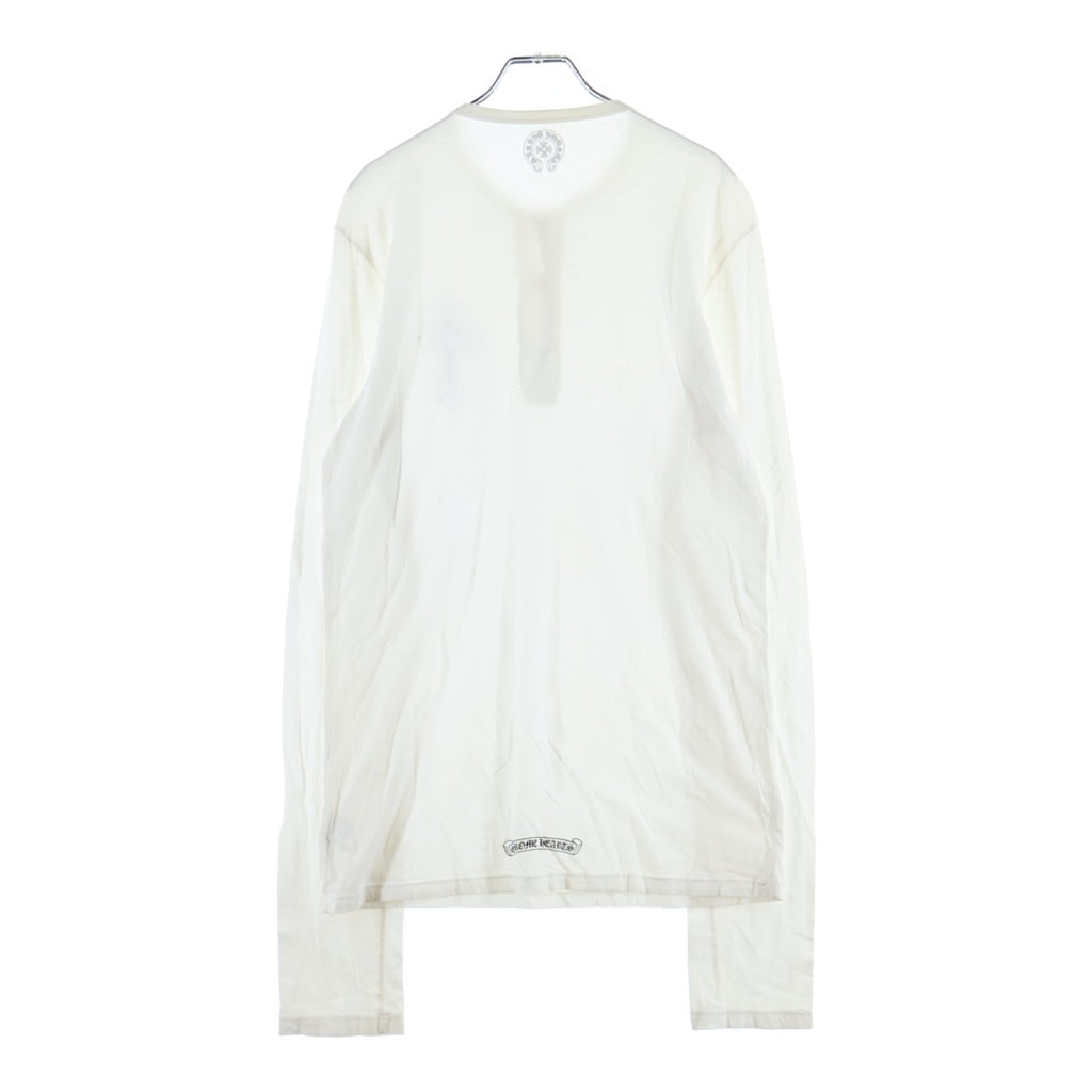 CHROME HEARTS(クロムハーツ) LS HNLY ロゴバックプリント ヘンリーネック 長袖サーマルTシャツ カットソー ホワイト