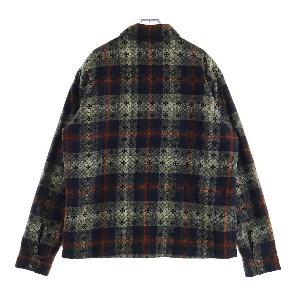 CHROME HEARTS(クロムハーツ) WORKDOG CTN VJ PLD PLS ワークドッグ クロスボールボタン CHプラス総柄 チェック柄 中綿 シャツジャケット ネイビー