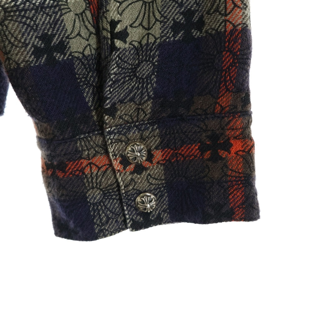 CHROME HEARTS(クロムハーツ) WORKDOG CTN VJ PLD PLS ワークドッグ クロスボールボタン CHプラス総柄 チェック柄 中綿 シャツジャケット ネイビー