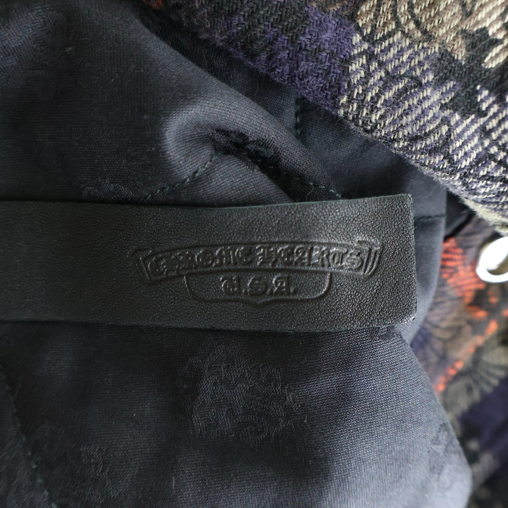 CHROME HEARTS(クロムハーツ) WORKDOG CTN VJ PLD PLS ワークドッグ クロスボールボタン CHプラス総柄 チェック柄 中綿 シャツジャケット ネイビー
