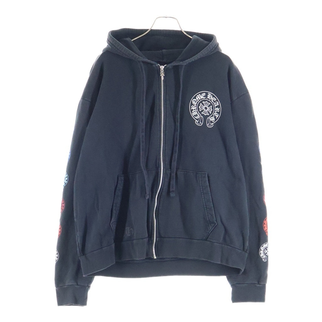 CHROME HEARTS(クロムハーツ) SWTSHRT HD ZIP スリーブバックマルチホースシュープリントジップパーカー ブラック/マルチ