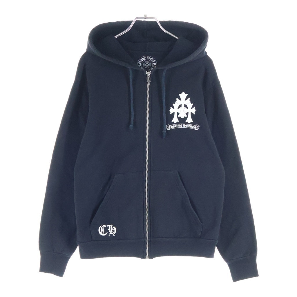 CHROME HEARTS(クロムハーツ) OLD SWTSHRT HD ZIP バックセメタリープリントジップパーカー ブラック/ホワイト