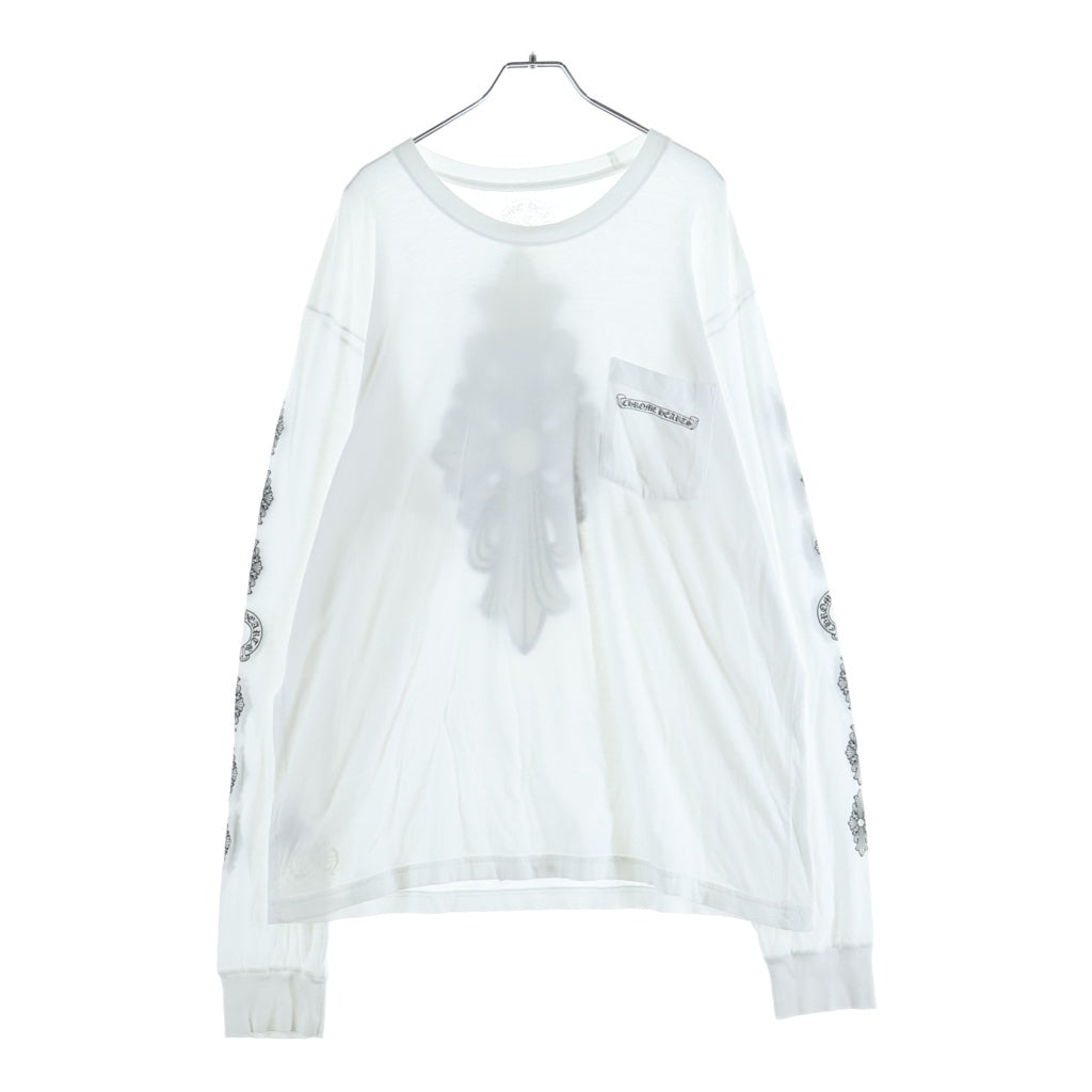 CHROME HEARTS(クロムハーツ) CH L/S バック フローラルクロスプリント 長袖Tシャツカットソー ブラック/ホワイト