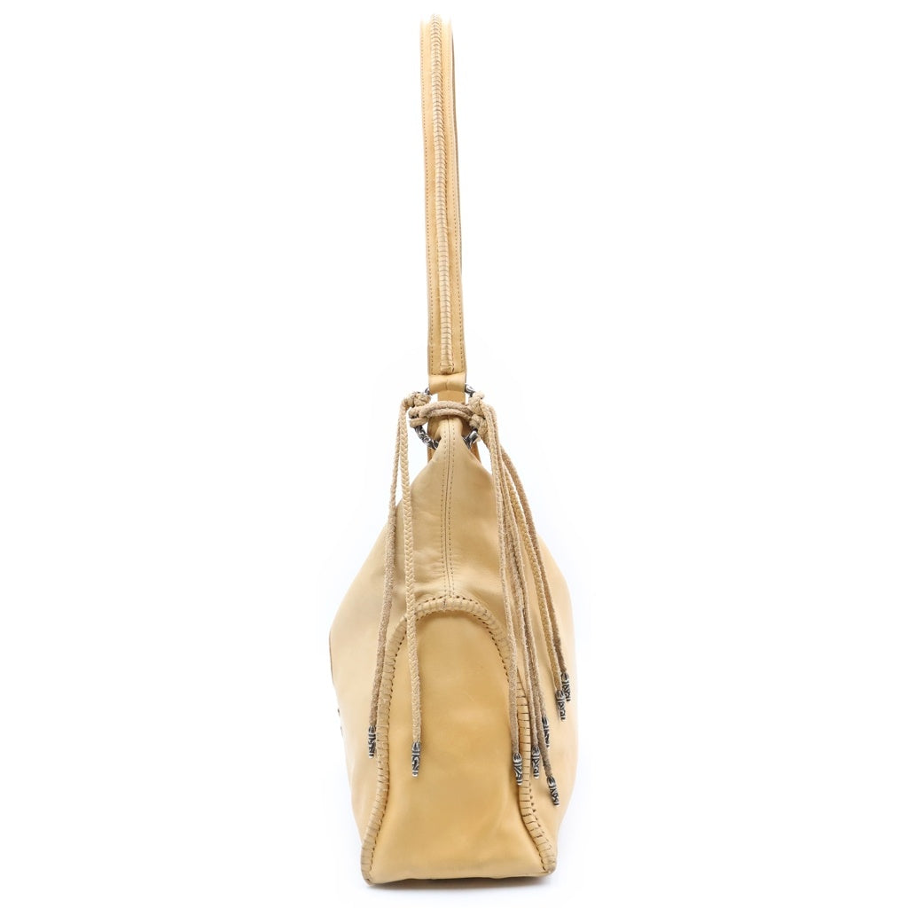 CHROME HEARTS(クロムハーツ) BOLO BSフレア装飾レザーショルダーバッグ ベージュ/シルバー レディース