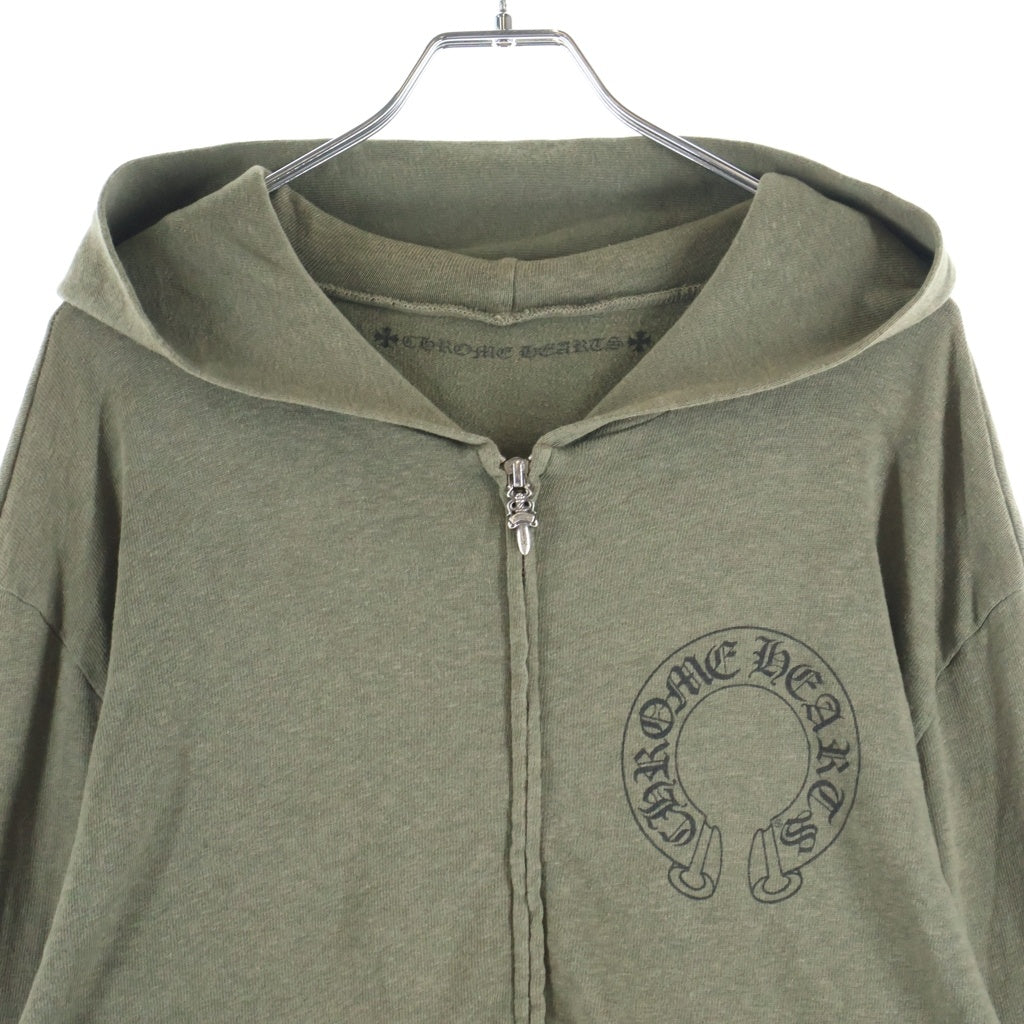 CHROME HEARTS(クロムハーツ) OLD SWTSHRT HD ZIP バックセメタリープリントジップパーカー カーキ