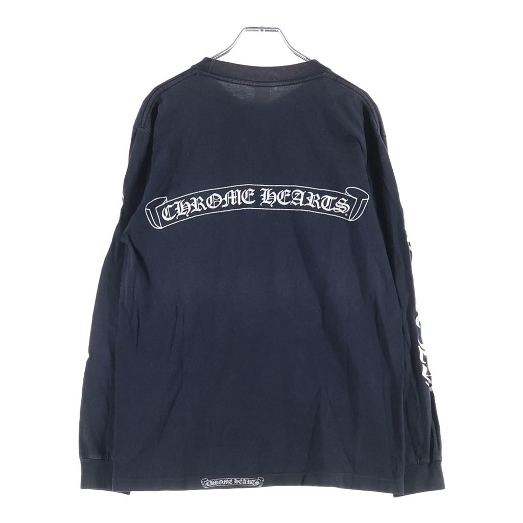 CHROME HEARTS(クロムハーツ) OLD SCROLL LOGO L/S TEE オールド スクロールロゴ クルーネック長袖Tシャツ ロングスリーブカットソー ブラック/ホワイト