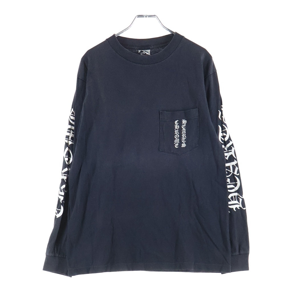 CHROME HEARTS(クロムハーツ) OLD SCROLL LOGO L/S TEE オールド スクロールロゴ クルーネック長袖Tシャツ ロングスリーブカットソー ブラック/ホワイト