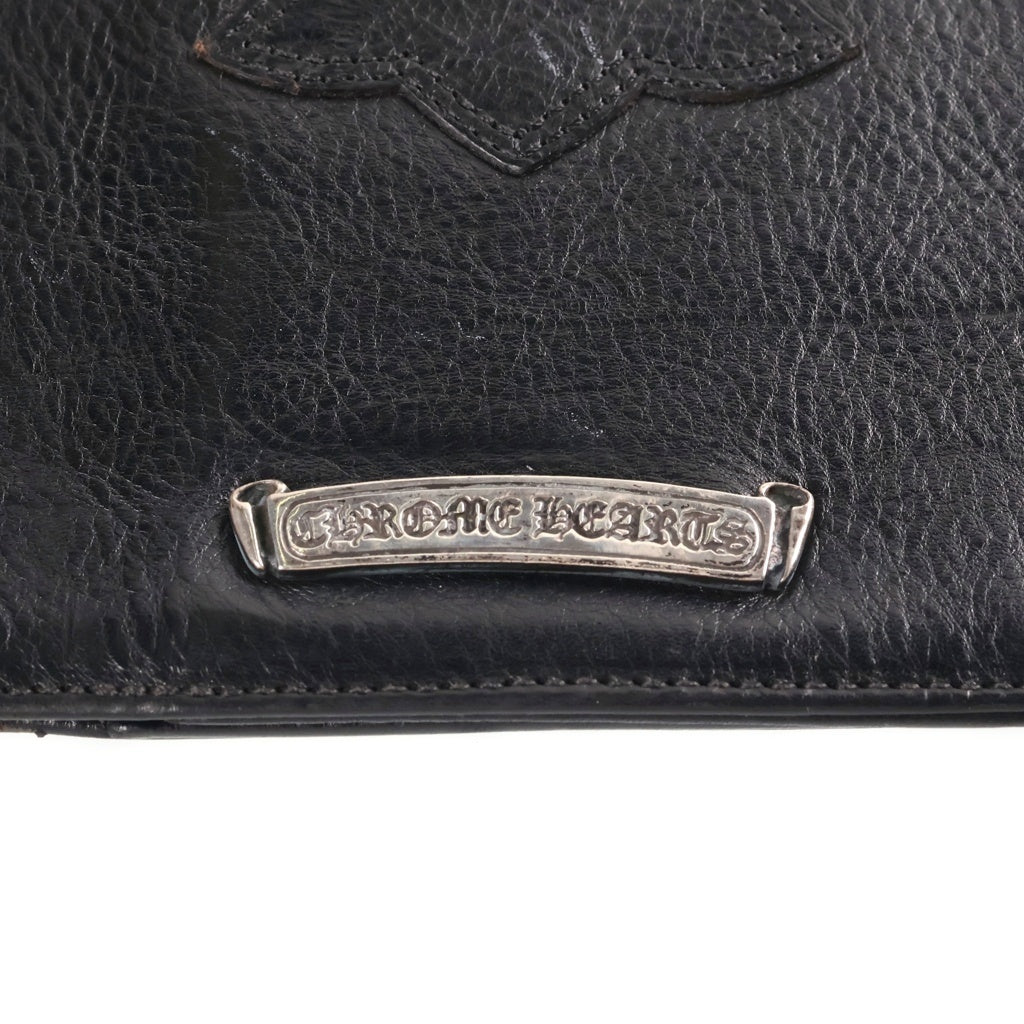 CHROME HEARTS(クロムハーツ) LARGE CROSS PATCH LEATHER BINDER ラージCHクロスパッチ付き レザーノートカバー バインダー ブラック