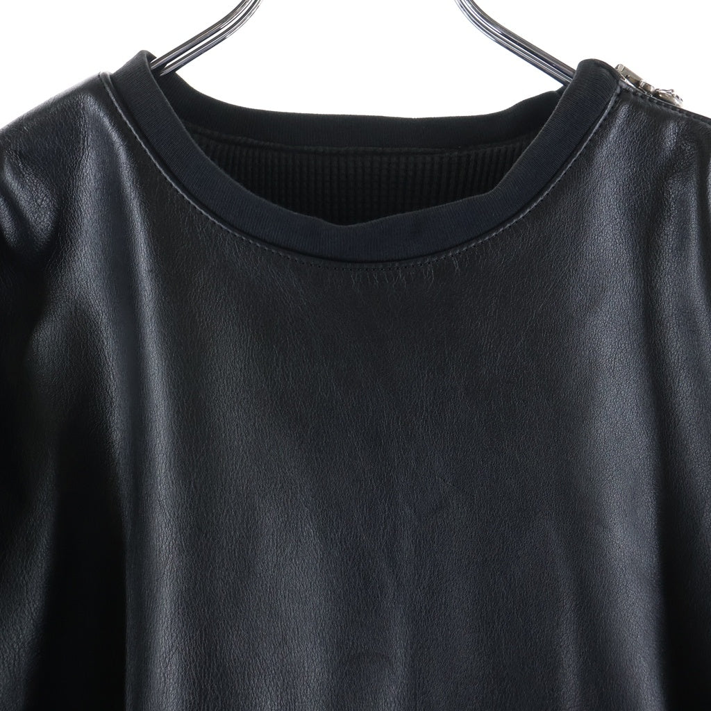 CHROME HEARTS(クロムハーツ) STAR PATCH LEATHER SWTSHRT スターパッチ付きクロスボールショルダージップレザースウェット ブラック