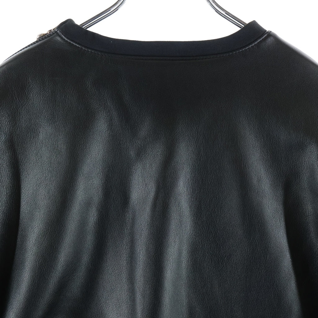 CHROME HEARTS(クロムハーツ) STAR PATCH LEATHER SWTSHRT スターパッチ付きクロスボールショルダージップレザースウェット ブラック