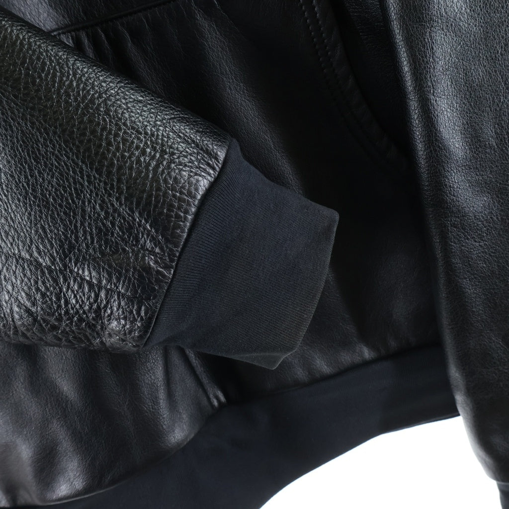CHROME HEARTS(クロムハーツ) STAR PATCH LEATHER SWTSHRT スターパッチ付きクロスボールショルダージップレザースウェット ブラック