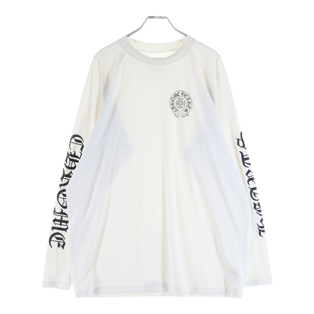 CHROME HEARTS(クロムハーツ) ホースシュー CHプラス オールイングリッシュ ロングスリーブカットソー ラッシュガード 長袖Tシャツ ホワイト/ブラック