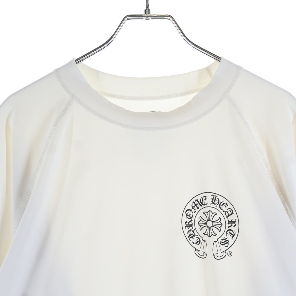 CHROME HEARTS(クロムハーツ) ホースシュー CHプラス オールイングリッシュ ロングスリーブカットソー ラッシュガード 長袖Tシャツ ホワイト/ブラック