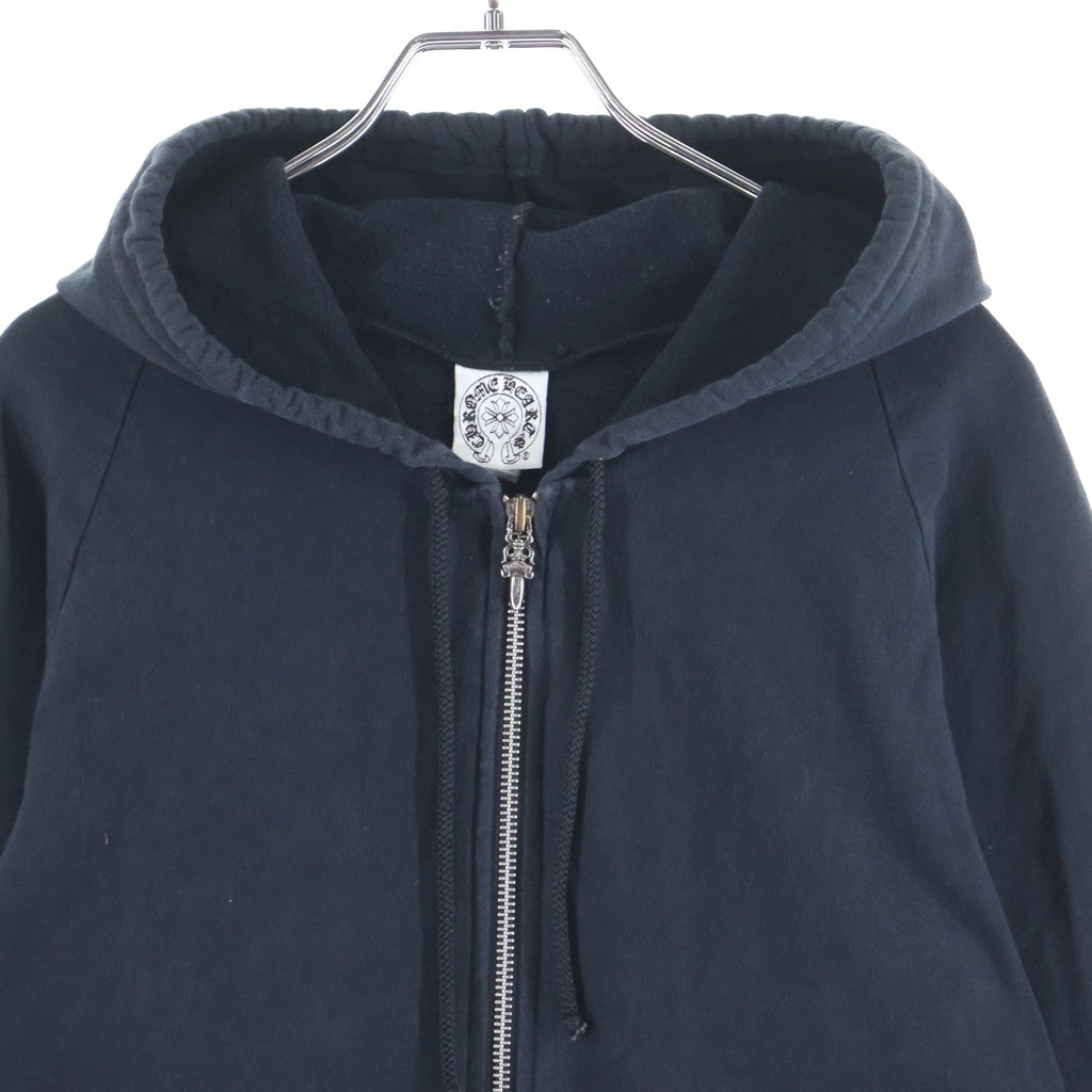 CHROME HEARTS(クロムハーツ) OLD SWTSHRT HD ZIP 袖フローラルホースシュープリントジップパーカー ブラック/ホワイト