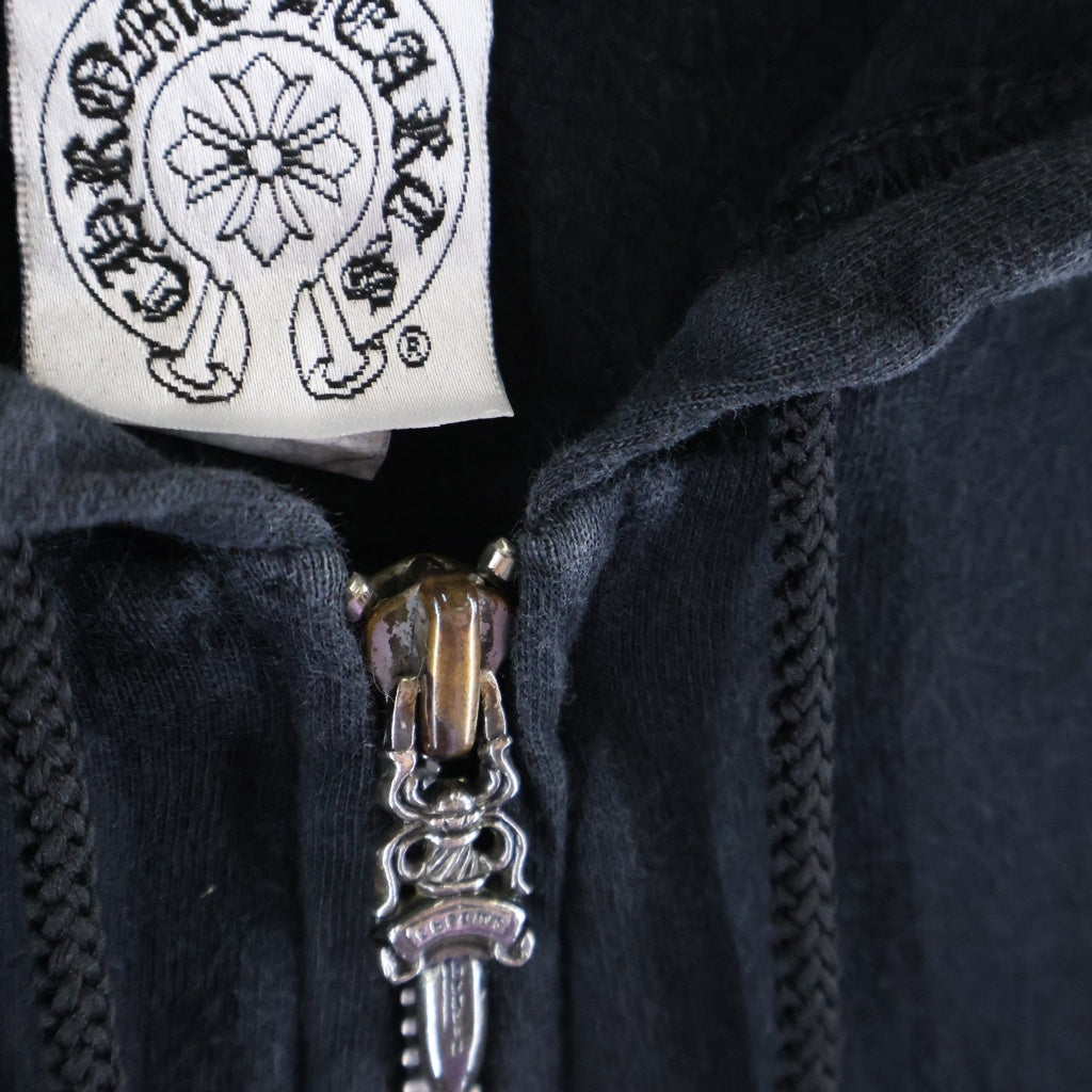 CHROME HEARTS(クロムハーツ) OLD SWTSHRT HD ZIP 袖フローラルホースシュープリントジップパーカー ブラック/ホワイト