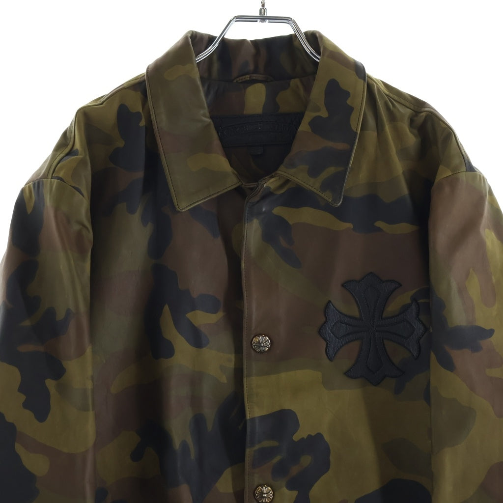 CHROME HEARTS(クロムハーツ) RIGGINS FBRC LTHR 英字パッチレザーコーチジャケットブルゾン カモフラージュ