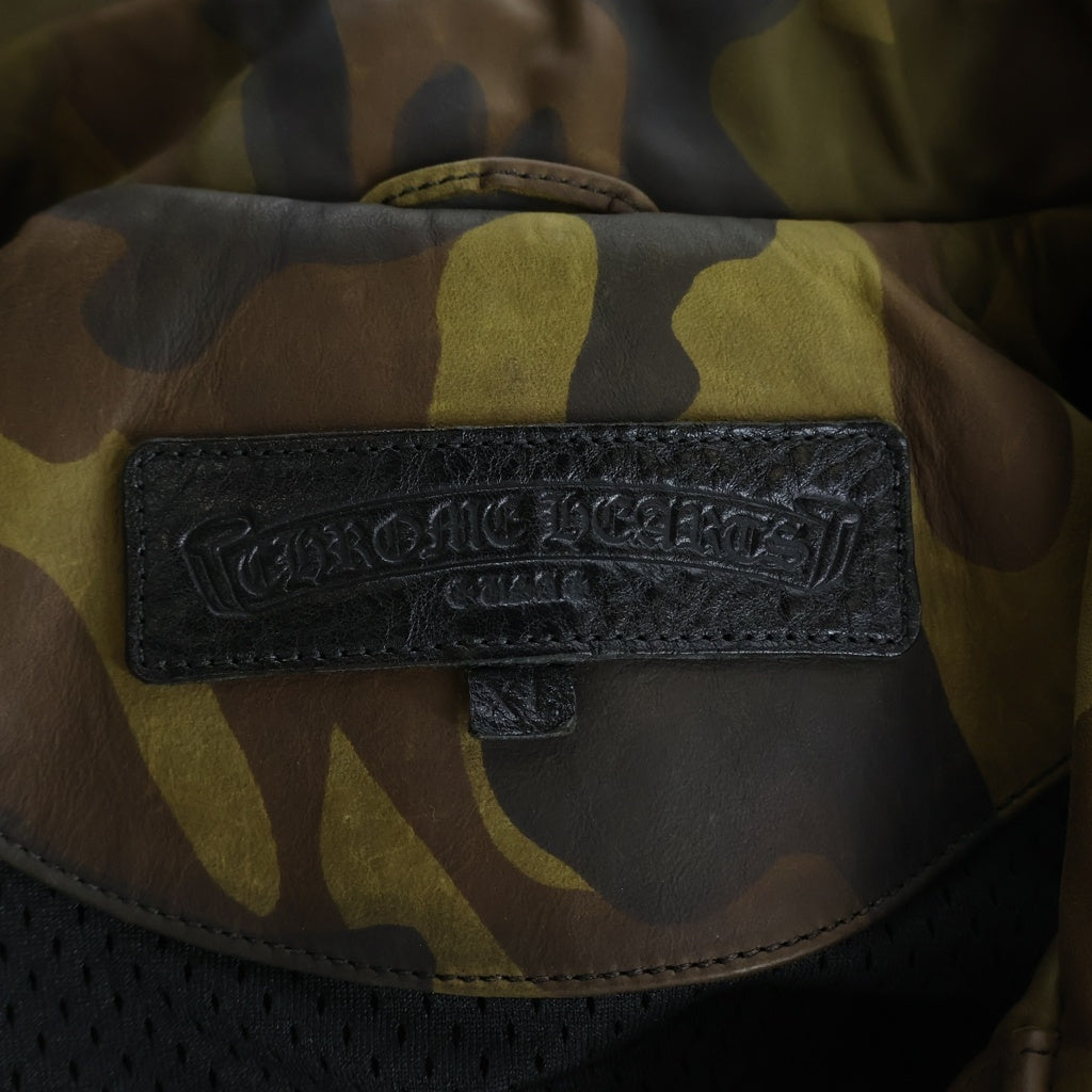 CHROME HEARTS(クロムハーツ) RIGGINS FBRC LTHR 英字パッチレザーコーチジャケットブルゾン カモフラージュ