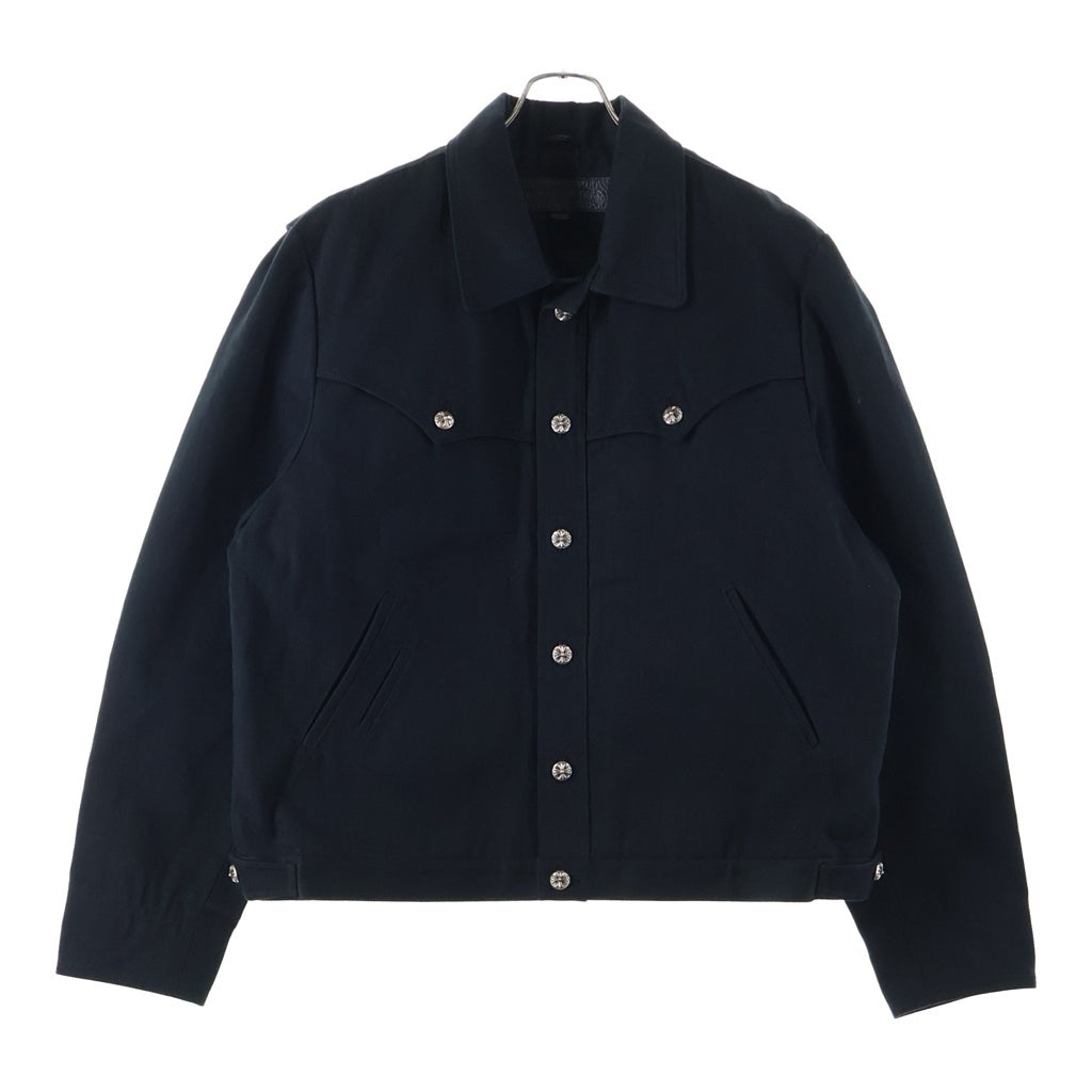 CHROME HEARTS(クロムハーツ) CLASSIC JEAN クラシックジーン 袖フローラルレザーパッチクロスボールボタンデニムジャケット ブラック/レッド
