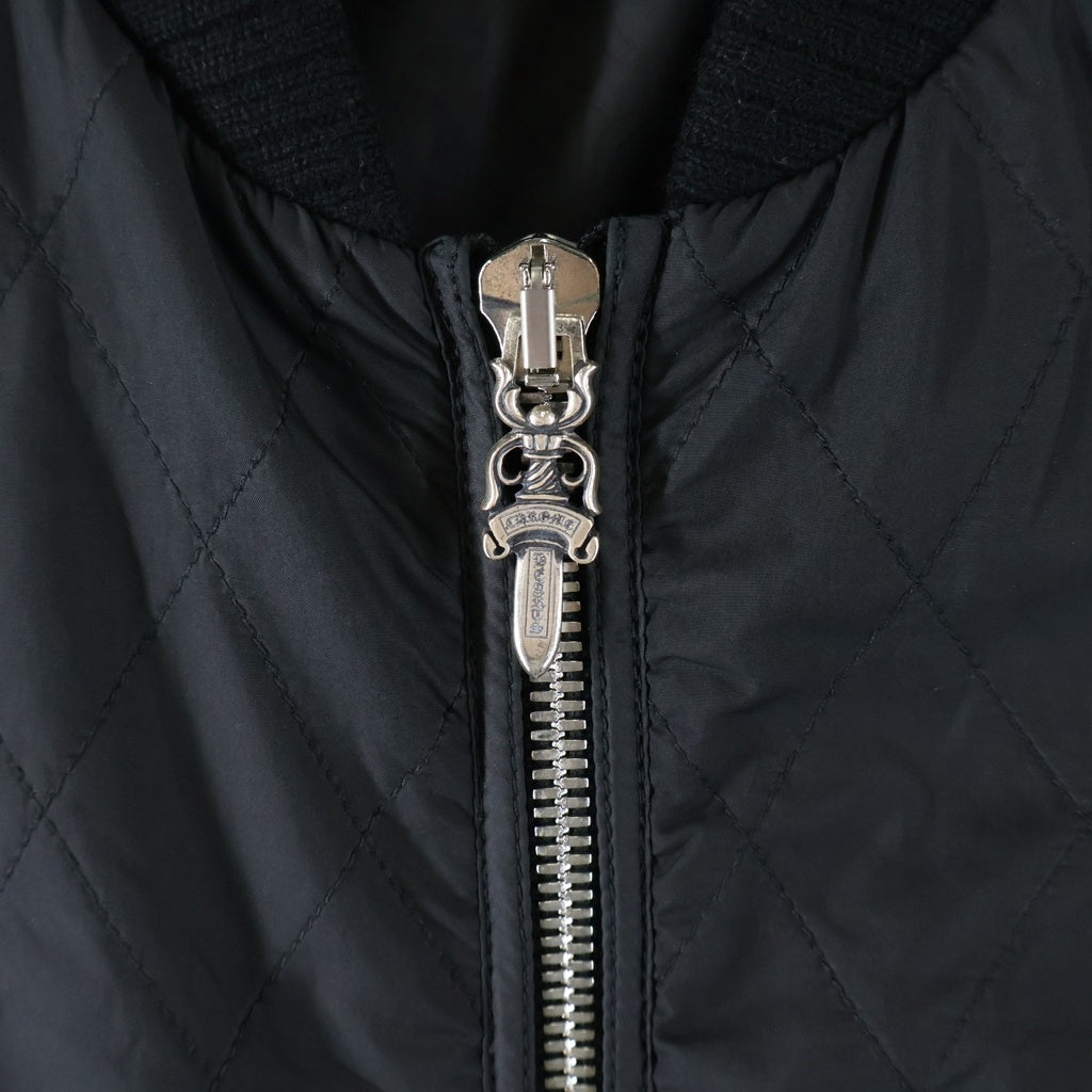 CHROME HEARTS(クロムハーツ) PAPA VEST パパ ベスト セメタリークロスレザーパッチキルティングベスト ブラック