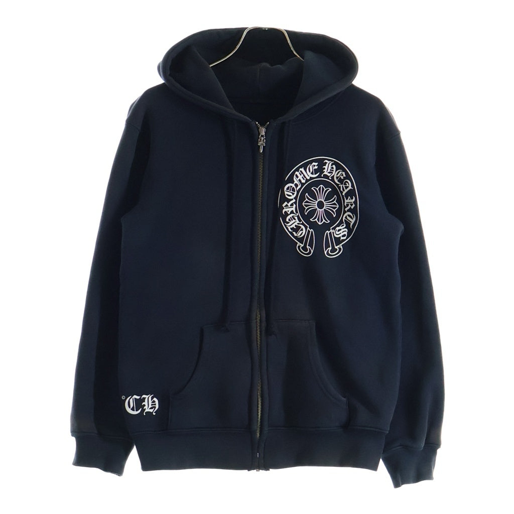 CHROME HEARTS(クロムハーツ) OLD THRML SWTSHRT HD ZIP HORSESHOE ホースシュープリント ジップアップ サーマルパーカー ブラック