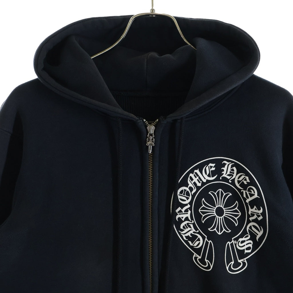 CHROME HEARTS(クロムハーツ) OLD THRML SWTSHRT HD ZIP HORSESHOE ホースシュープリント ジップアップ サーマルパーカー ブラック