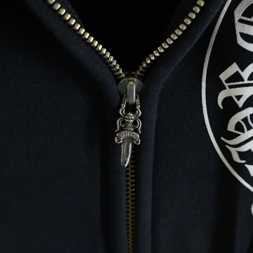 CHROME HEARTS(クロムハーツ) OLD THRML SWTSHRT HD ZIP HORSESHOE ホースシュープリント ジップアップ サーマルパーカー ブラック