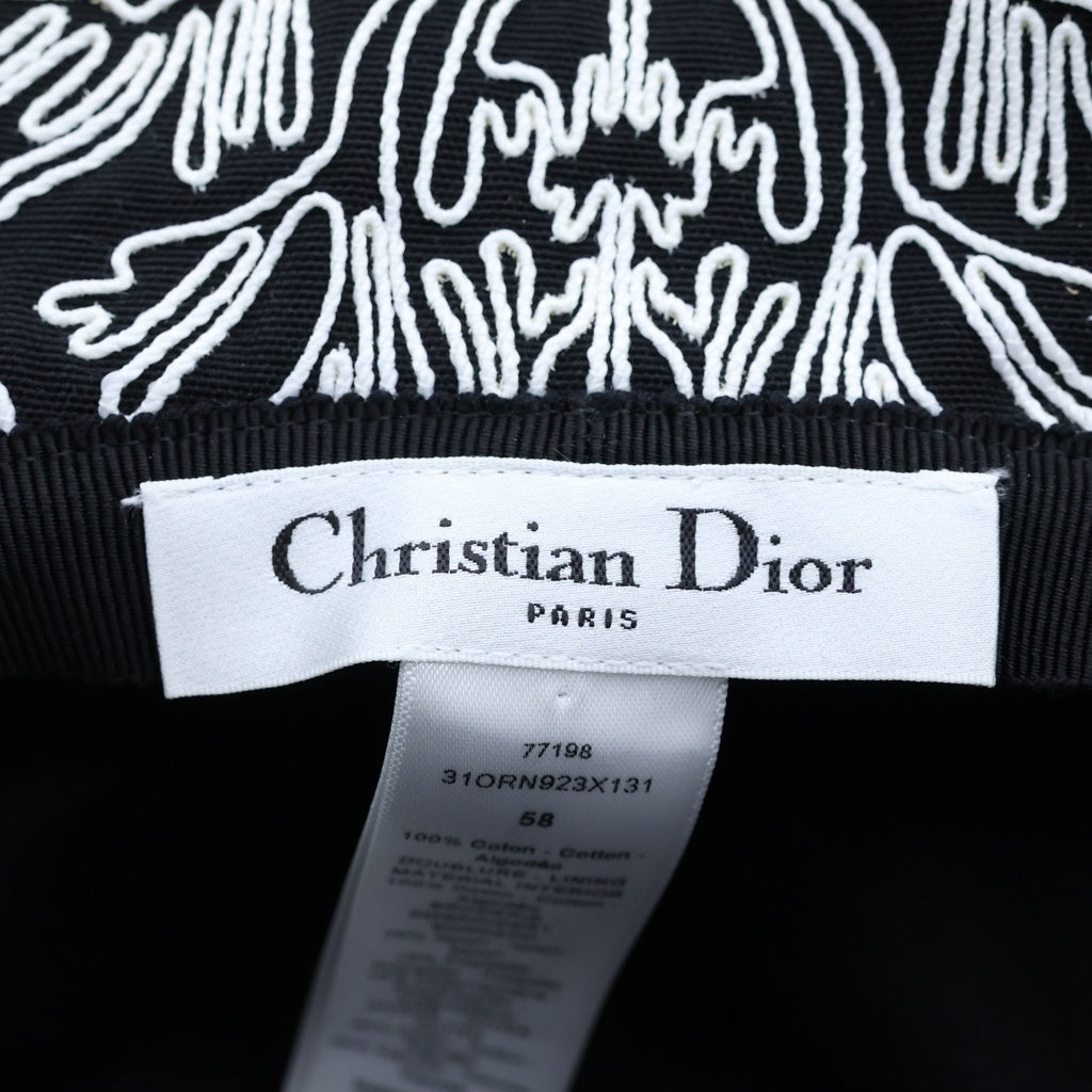 Christian Dior(クリスチャンディオール) D-BOBBY エンブロイダリー 刺繍 総柄 バケットハット 帽子 31ORN923X131 レディース