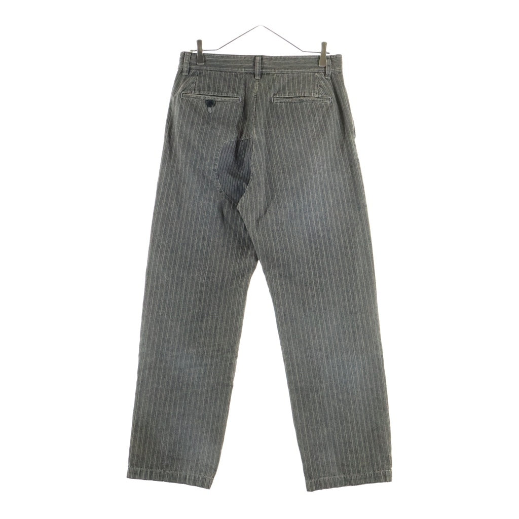 ENFANTS RICHES DEPRIMES(アンファンリッシュデプリメ) ANTIQUE TROUSERS PATCH WORK RAILROAD STRIPE ストレートレッグワークパンツ ー
