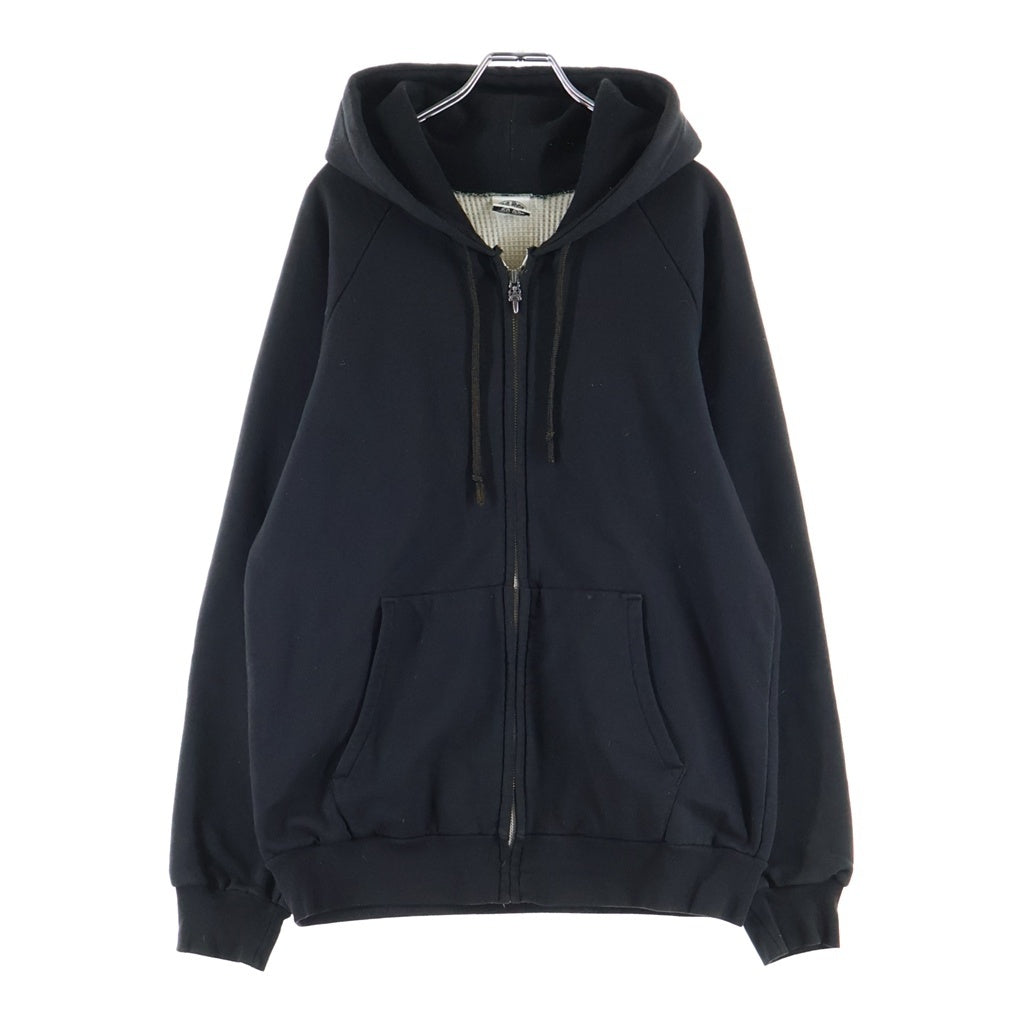 CHROME HEARTS(クロムハーツ) OLD THERMAL SWTSHRT HD ZIP 袖フローラル バックホースシュープリントサーマルジップパーカー ブラック