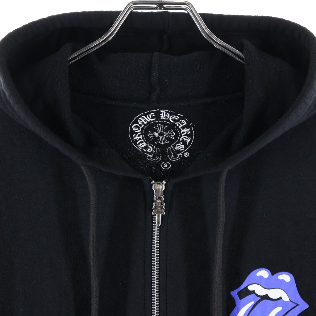 CHROME HEARTS(クロムハーツ) LIP TONGUE FLORAL SWTSHRT HD ZIP リップアンドタンフローラルプリントジップアップパーカー ブラック/ブルー