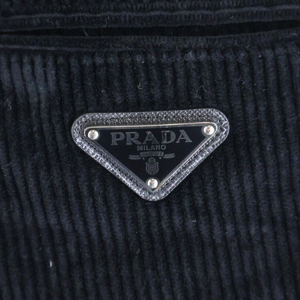 PRADA(プラダ) SPH313 S232 13Y0 トライアングルロゴピンウェールコーデュロイロングパンツ ブラック