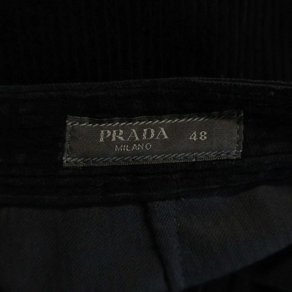 PRADA(プラダ) SPH313 S232 13Y0 トライアングルロゴピンウェールコーデュロイロングパンツ ブラック