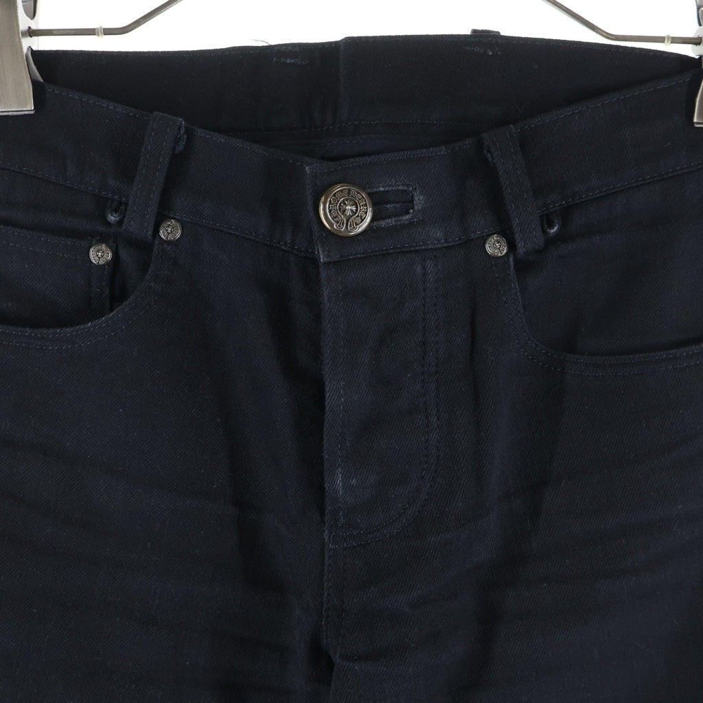 CHROME HEARTS(クロムハーツ) OLD FLEURKNEE DAGGER ZIP PANTS オールド ダガージップ付きフレアニーデニムパンツ ブラック レディース