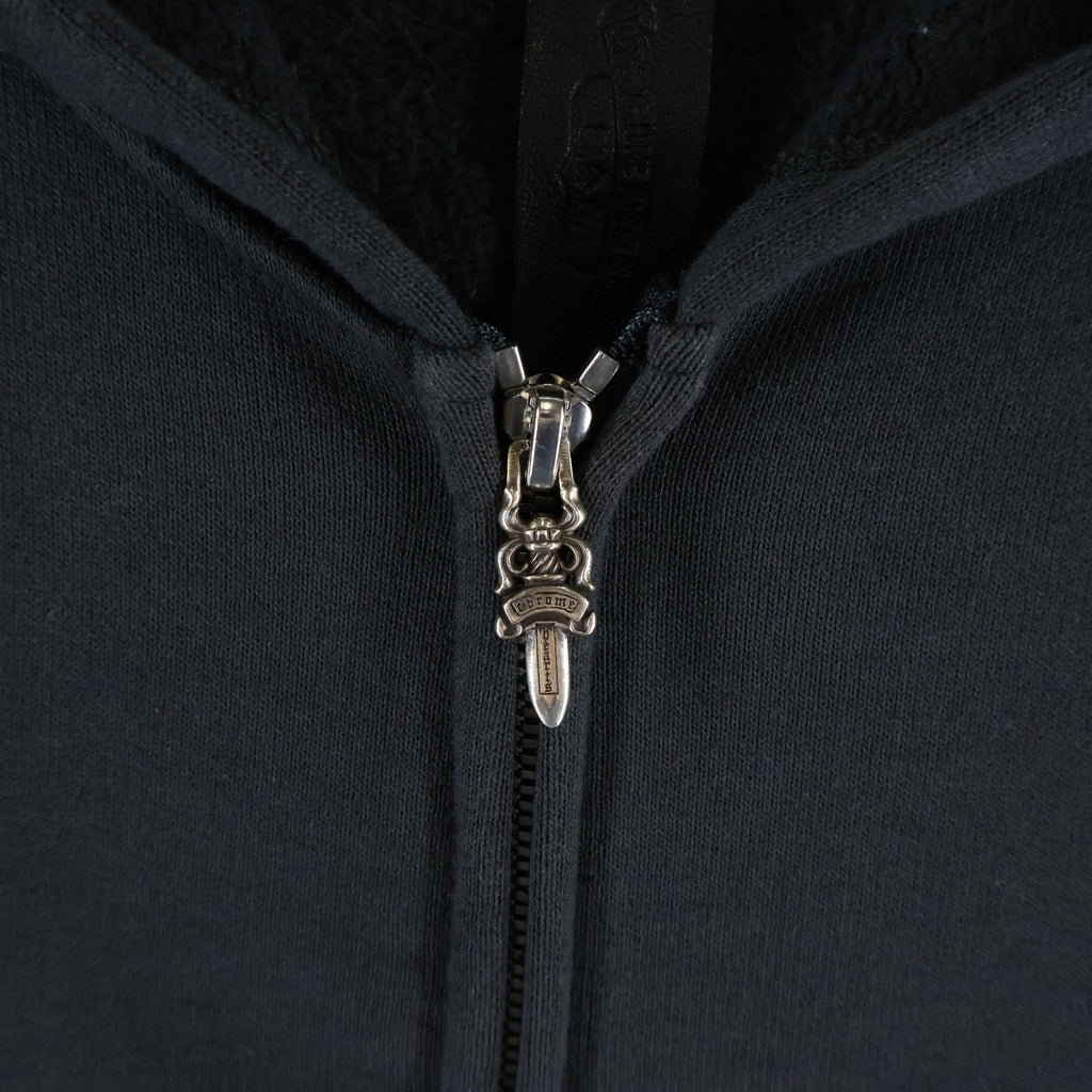 CHROME HEARTS(クロムハーツ) GYN U PAPER JAM HD ZIP ラベル付きクロスパッチジップアップパーカー ブラック/シルバー