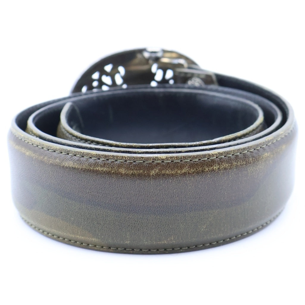 CHROME HEARTS(クロムハーツ) OVAL CROSS STRAP1.5クラシックオーバルクロスバックル タンクカモストラップ レザーベルト シルバー/カモフラージュ